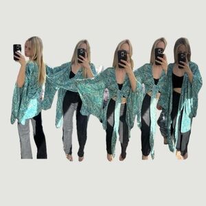 Teal Paisley Kimono Cardigan